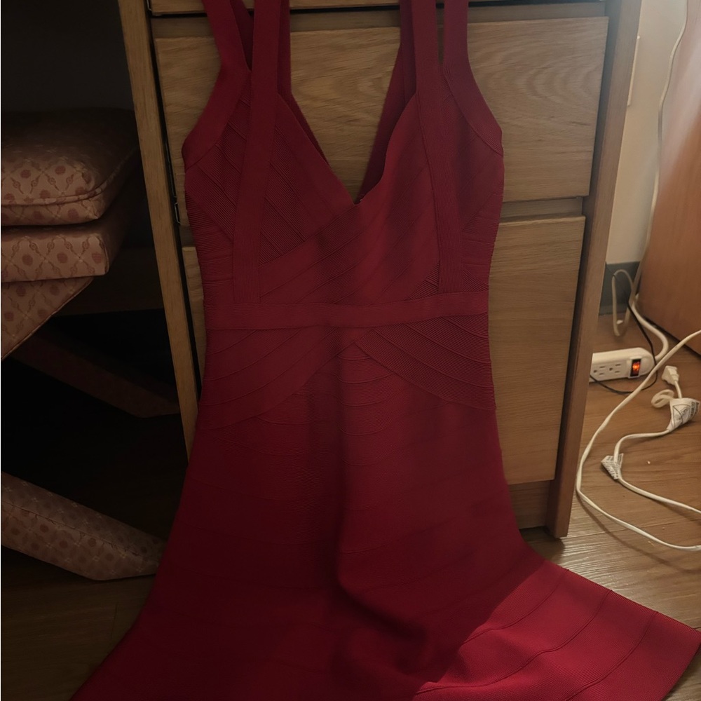 Herve Leger Strapless Red Bandage Dress